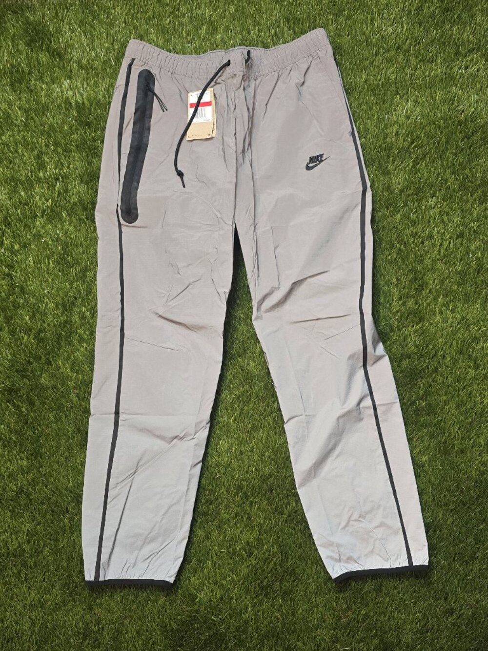 Nike Tech Woven Reflective Silver Flash Pant Sportswear Black Men SZ L FZ758-035